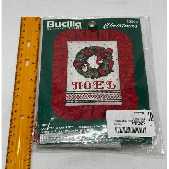 BUCILLA Gallery Stitches #33200 "Noel" Christmas Cross-Stitch Ruffled Pillow Kit - Picture 7 of 7
